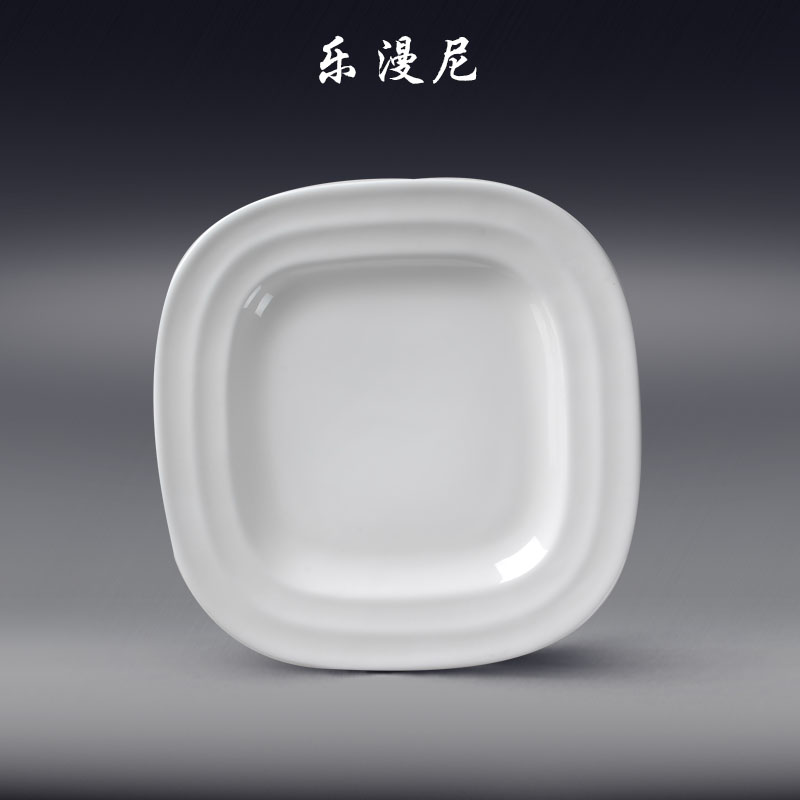 Le diffuse - fe, ni line tetragonal round dish - a stir - fry dish square club with pure white ceramic hotel