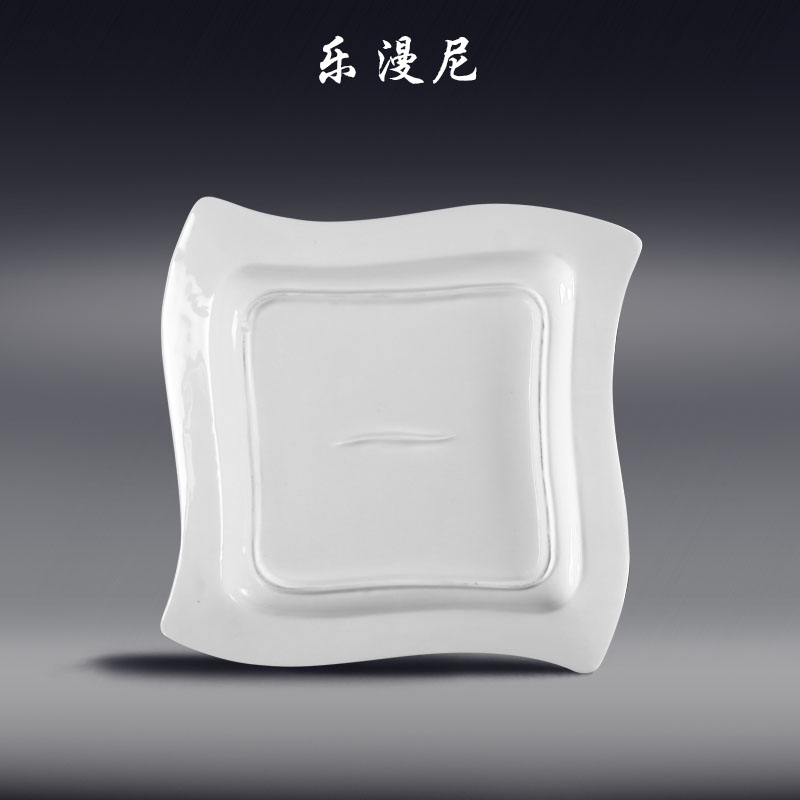 Le diffuse, square corner plate - pure white ceramic hotel tableware cold hot Japanese special creative dishes that occupy the home