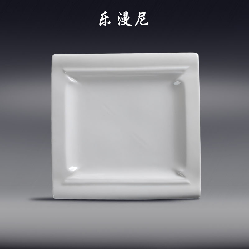 Le diffuse, tetragonal Fahrenheit book disc - ceramic flat cold dish dish cooking dish special pure white plate from the hotel