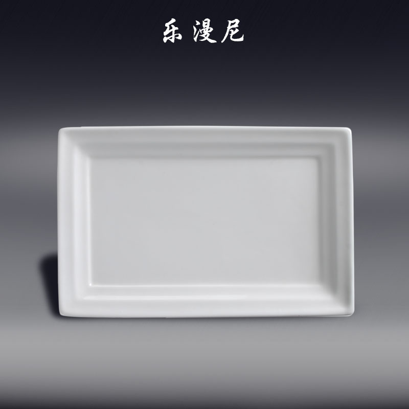 Le diffuse, jas thin rectangular plate line - pure white hotel household ceramics tableware between Chinese and western style steak special dish