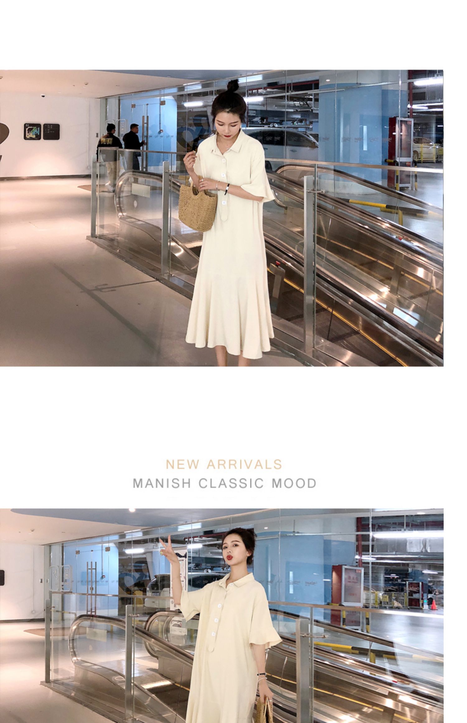 Đầm 2019 mới hè phổ biến của nữ sinh viên retro là áo sơ mi đuôi cá mỏng váy siêu cổ tích - Váy dài váy babydoll dài