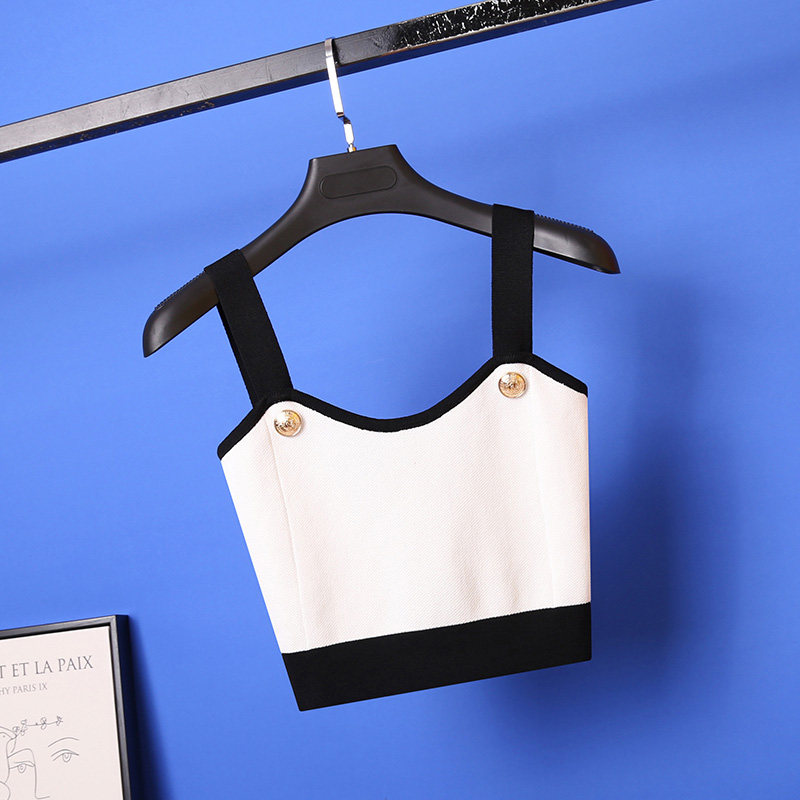 Sexy Collision Color Smear Summer Fashion Careful Machine Tight Fit Bottom Stitch Sweatshirt Wrap Chest short and high waist 100 lap upsets