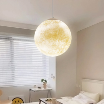 Moon Lights Large Chandelier Nordic Wind Bedroom Planet Round Ball Bookhouse Restaurant Tooling Moon Light Mesh Red Oversized Lamps