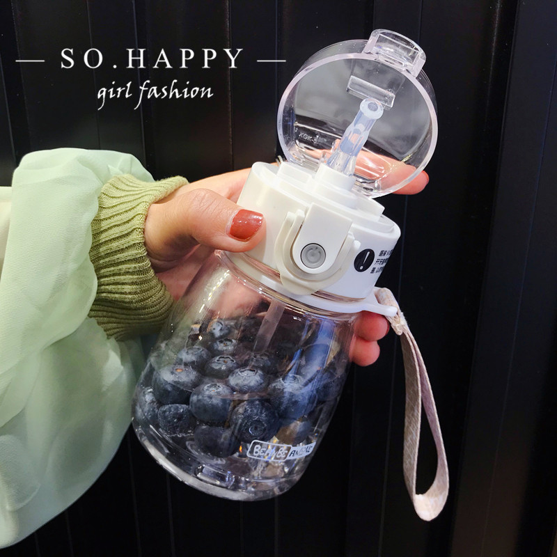 Net Red Ins Cute Grown-up Straw Cup Lovers Water Cups Male Students Han Style Small Portable Plastic Cup Creativity