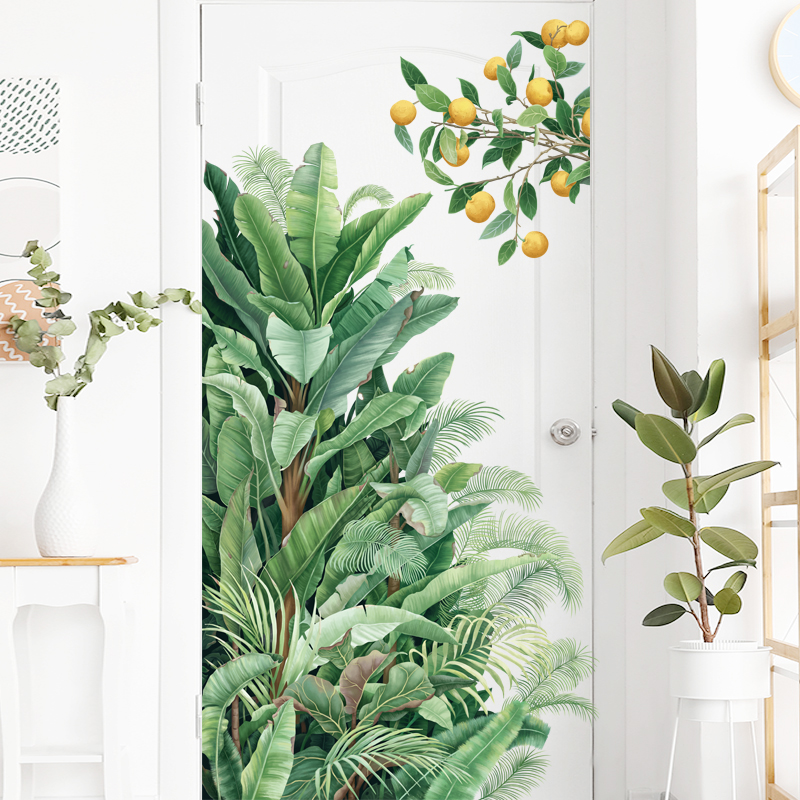 Green Plant Plantain Leaf Wall Patch House Door Sticker Wall Corner Trim Living-room Bedroom Background Wall Cozy Bedroom Headboard Waterproof