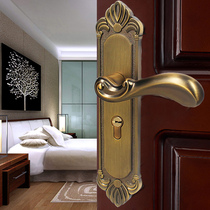 Eurostyle yellow ancient bronze room door lock bedroom mute three sets handle universal home solid wood door bedroom inner door handle