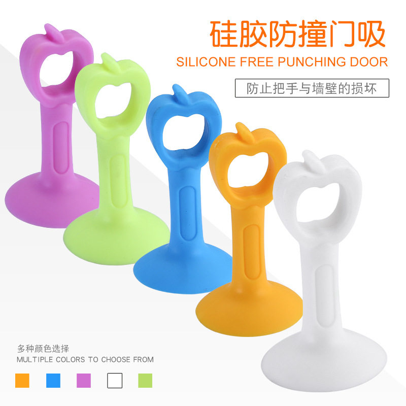 Lengthened version of mute plastic plastic silicone door suction cover handle bathroom dressing room anti-collision door suction free punch