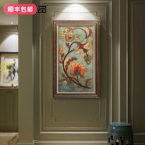 American entrance decorative painting Hanging painting Vertical version of the aisle At the end of the corridor mural Lucky entrance Fantasy retro flower