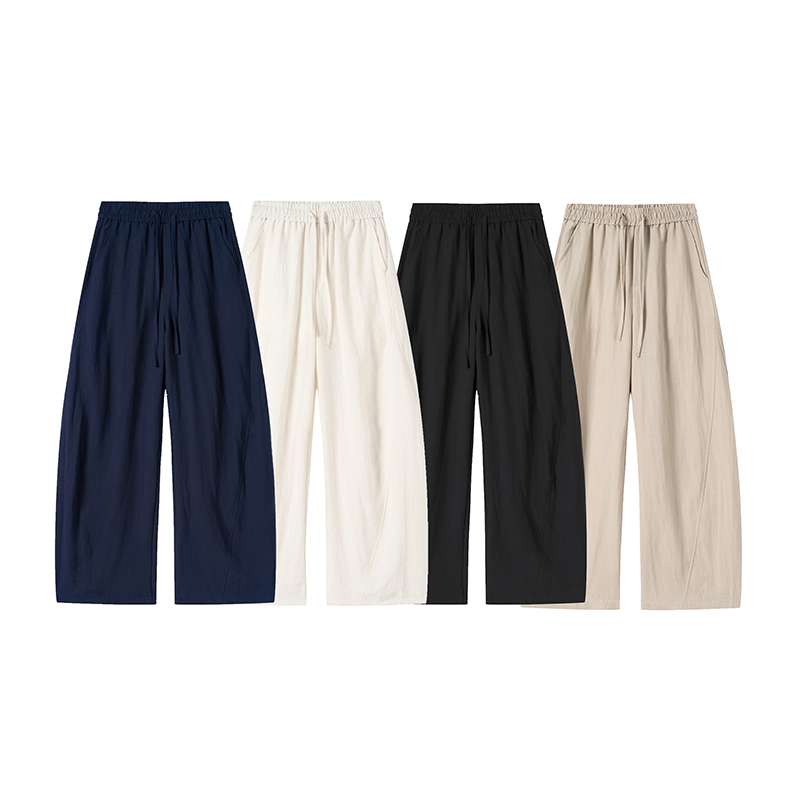 Makogenz Lyocell Casual Pants for Men and Women, Casual Elastic Waist, Slimming, Men's Summer Loose A-Line Pants