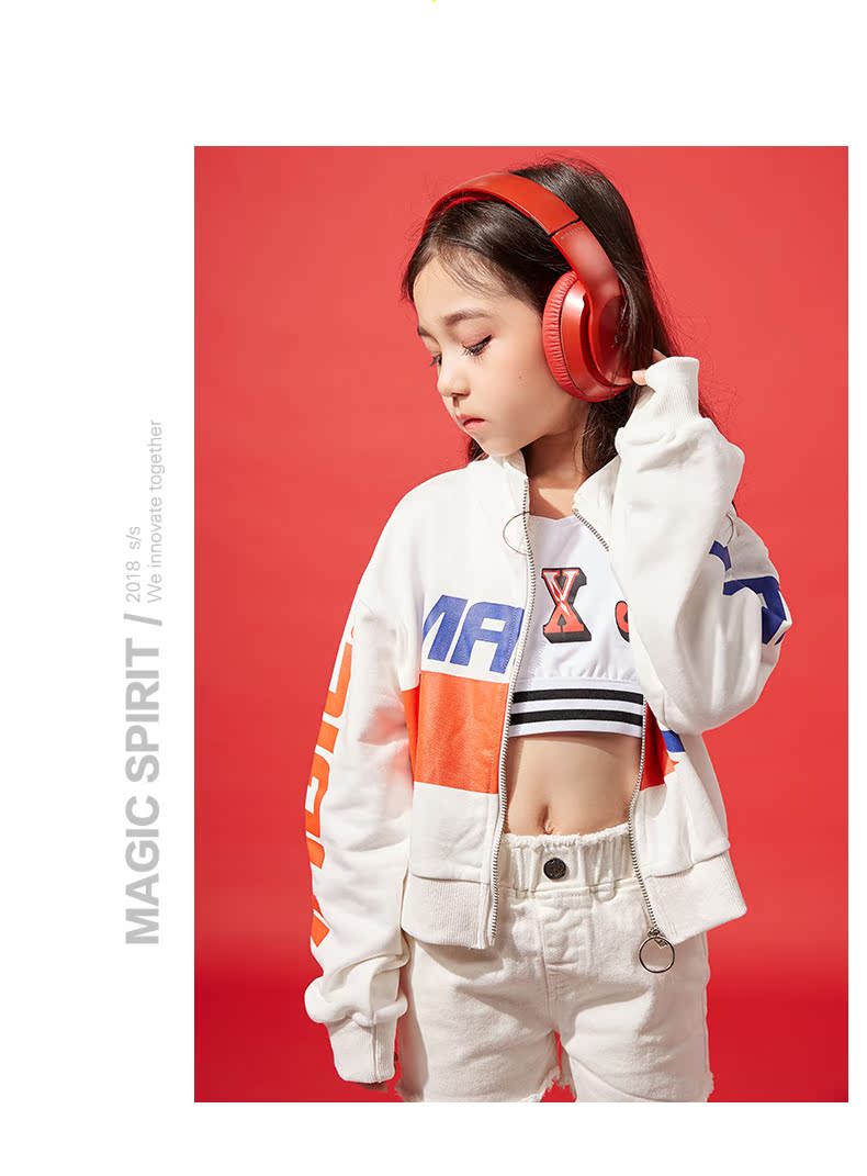Trang phục khiêu vũ cho trẻ em nhạc jazz jazz rốn phiên bản Hàn Quốc của triều đại nhảy hiện đại Trang phục trẻ em hip hop Trang phục hip-hop nữ đồ bộ bé trai