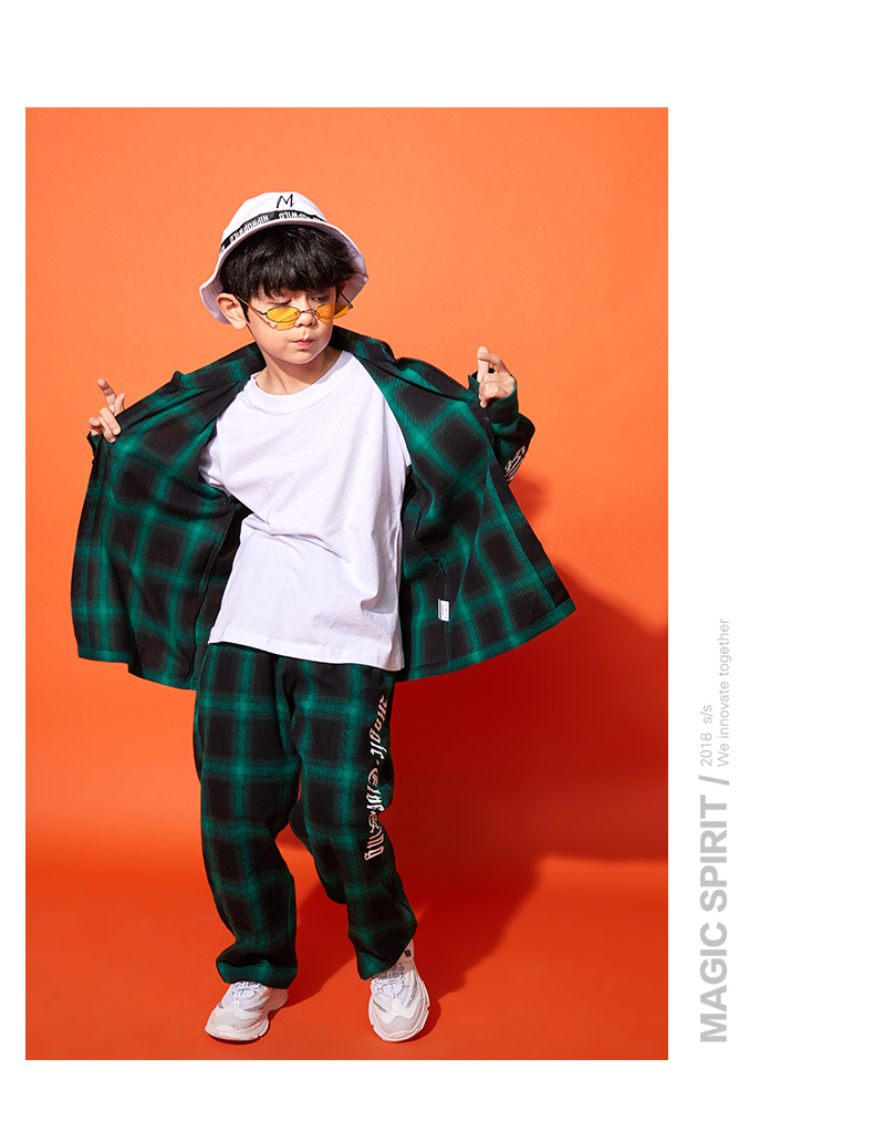 Bộ đồ nhảy đường phố mới dành cho trẻ em hip hop Bộ đồ kẻ sọc hiphop phù hợp với cậu bé đẹp trai shop quần áo trẻ em gần đây