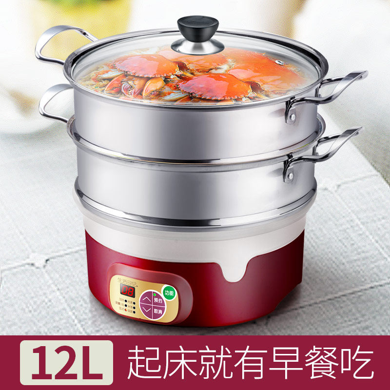 Life Diary Electric Steam Boiler Multifunction Home Double Layer Steam Boiler Large Capacity Steam Grid Electric Steam Cage