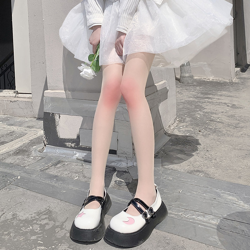 White Lolita Blush Stockings Jk Summer Ultra-Thin Skin-Tone One-Piece Leggings Japanese Style Plus Size Petite Women
