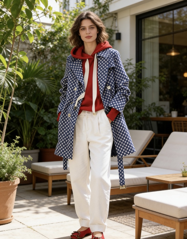 Navy Style Age-Reducing Mid-Length Long-Sleeved Windbreaker Jacket for Autumn Casual Wear Navy Style Age-Reducing Mid-Length Long-Sleeved Windbreaker Jacket for Autumn Casual Wear