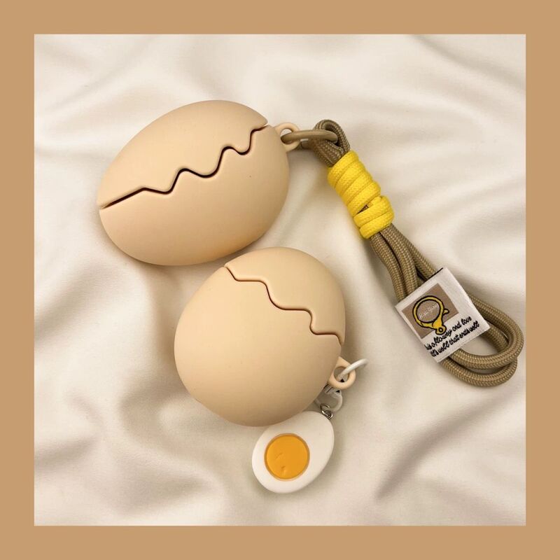 Fun ins Creative and Quirky Egg-Shaped Silicone Protective Case for AirPods 4, Suitable for Apple 1/2 Generation Bluetooth Earphones, Pro 3