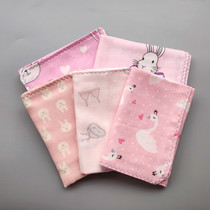 Cute pink rabbit handkerchief Soft cotton yarn sweat-absorbing small square towel Female sweat-wiping handkerchief printed cotton small handkerchief