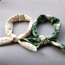 Original pure cotton square towels hooded turban headscarf Korean version small square towel spring autumn printed accessories grid scarf vintage woman