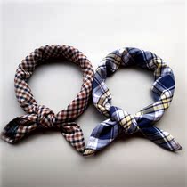 Scarf autumn winter 100 lap pure cotton plaid oversized handkerchief cotton square towels fashion Inlen retro little scarlet headscarf hair band