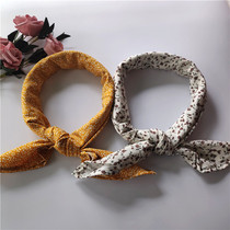 Cotton silk small scarves 100 hitch summer silk scarves women yellow small square towels white crushed flowers collar towels with turban headscarf hair
