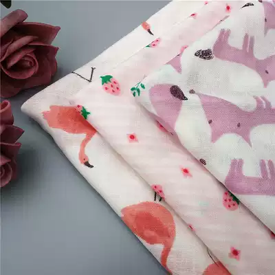 Pure cotton strawberry cotton yarn handkerchief female soft Flamingo printed cotton yarn hand towel Cotton ladies sweat-absorbing handkerchief