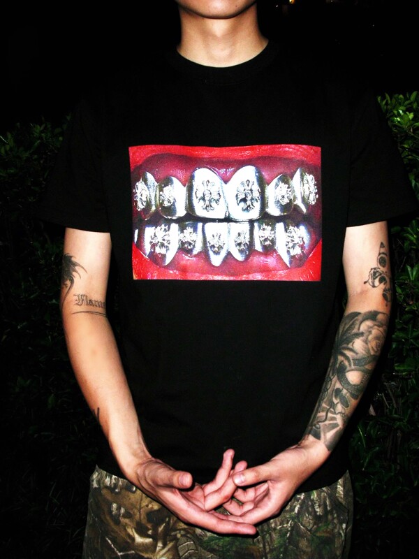 Summer Round-Neck Casual Hip-Hop Trendy Short-Sleeve Black Iron Teeth Personalized T-Shirt Jadegang23