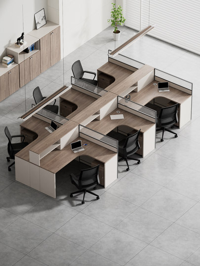 Bildschirmschreibtisch, Personalstation, Büroschreibtisch und Stuhlkombination, Personalschreibtisch für vier Personen, Finanzzimmer, Kartensitz für 4 Personen