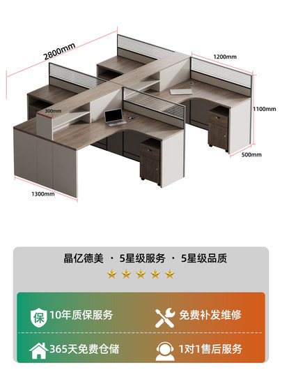 Bildschirmschreibtisch, Personalstation, Büroschreibtisch und Stuhlkombination, Personalschreibtisch für vier Personen, Finanzzimmer, Kartensitz für 4 Personen