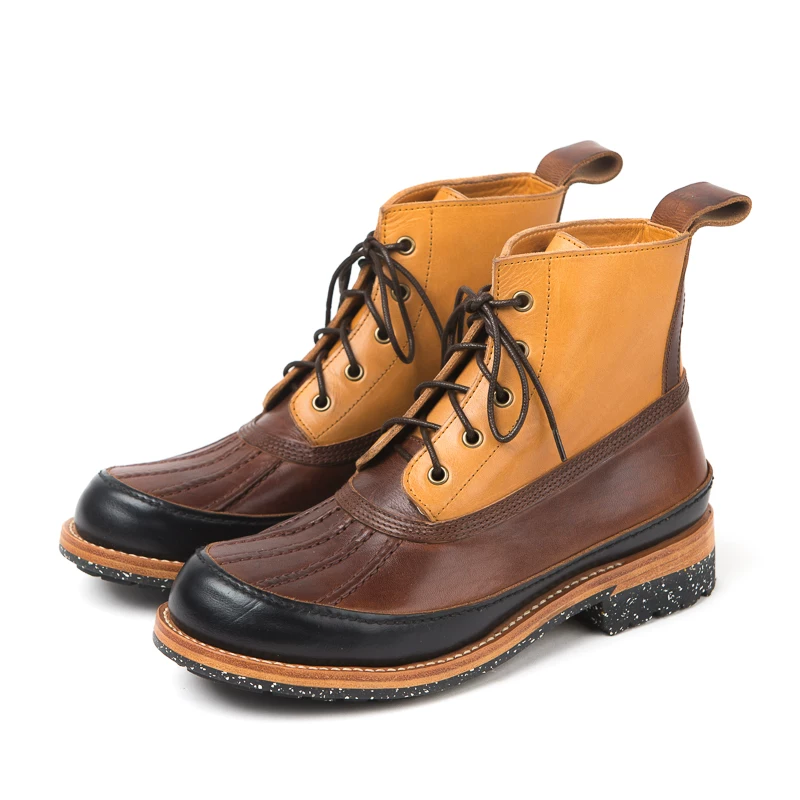 Ботинки Play!Duck!Horween из трехслойной коровьей кожи ручной работы Goodyear осень и зима, ботинки из натуральной кожи контрастного цвета