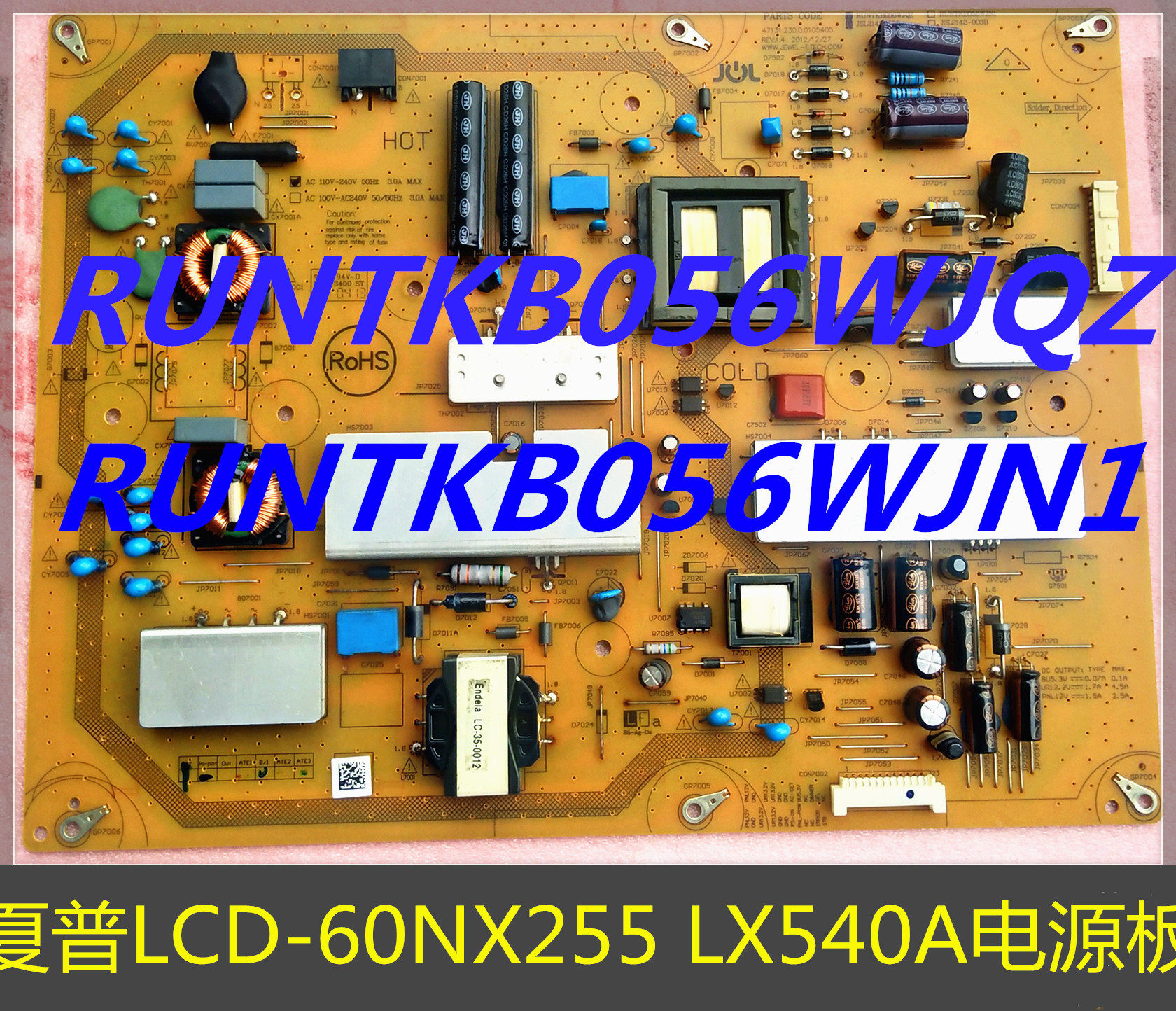 Sharp LCD-60NX255 LX540A Power Panel RUNTKB056WJQZ RUNTKB056WJN1