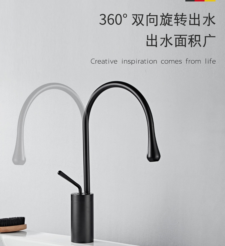 Npbohw Taichung Basin Faucet, Elevated Model, Stylish and Aesthetically Pleasing, Black Water Drop Swan Art Washbasin with Aerator