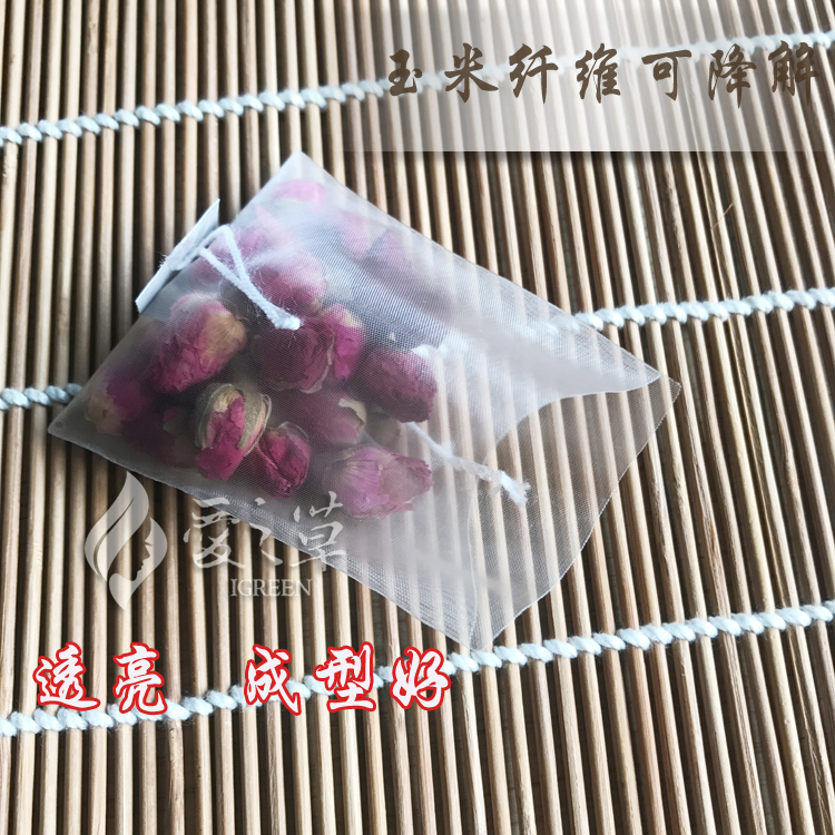 100 imported corn mesh tea bag bag triangle four corners biodegradable flower tea leaves empty bag filter bag 5 8*7cm