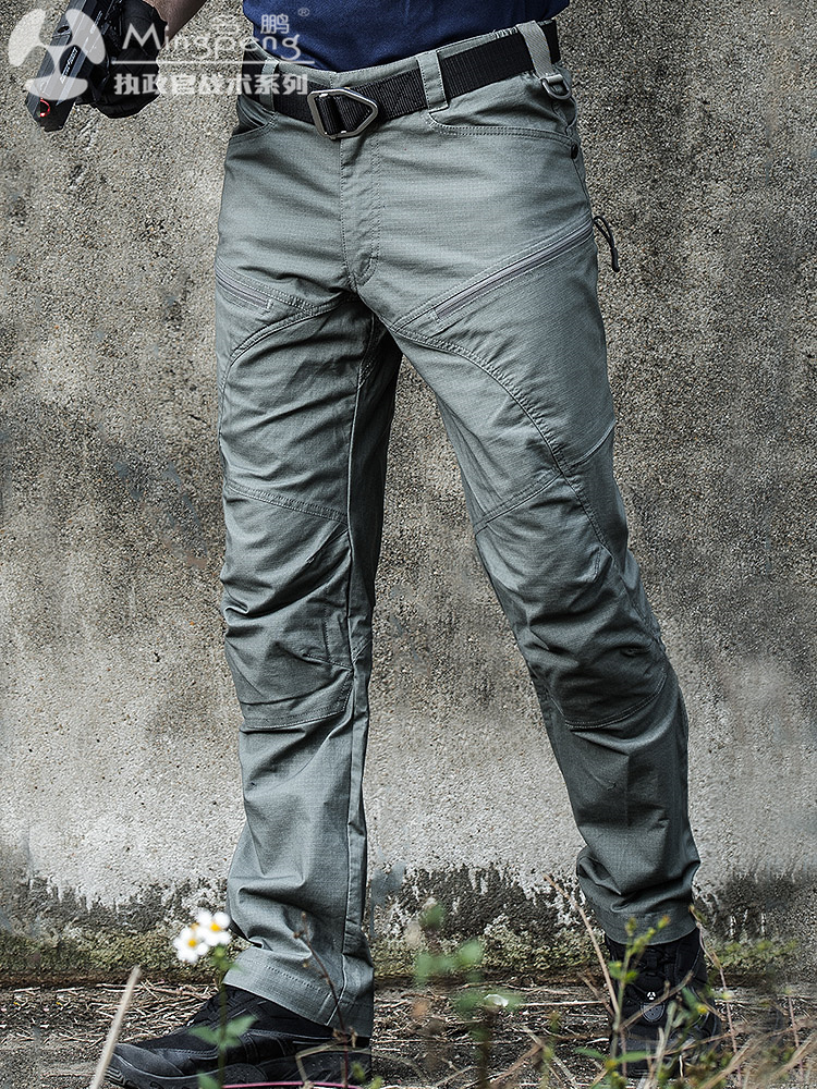 Spring and autumn archon waterproof wear-resistant combat pants Tactical pants Men's outdoor elastic loose straight multi-bag overalls