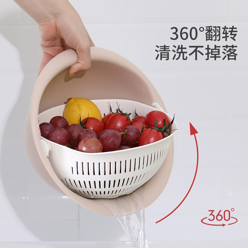 Kitchen Double Layer Wash Basin Drain Basket Living Room Fruit Pan Home Day Style Creative Plastic Wash Fruit Deity Wash Vegetable Basket