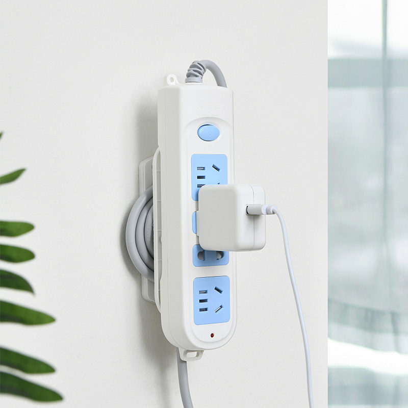 Household punch-free row plug holder wire plug Wall-mounted incognito plug board socket Router storage rack