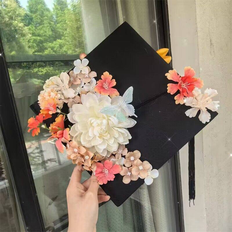 🎓新diy学士帽成品簪花仿真花大学生毕业照礼物拍照送女友送闺蜜,毕业季必备神器!🌸-辅助道具类-淘宝好物网