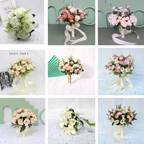 Wedding photo studio photography bridal bouquet wedding new pink white bridesmaid simulation Korean wedding bouquet