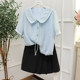 Spring and Summer Korean Style Exquisite Lace Doll Collar Lace-Up Shirt M850