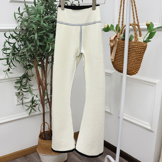 Free Shipping Autumn and Winter Thickened Fleece-Lined Stretchy Flared Shark Pants 119