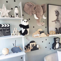 ins Nordic trapezoidal wood shelve childrens room high face value leaning against wall shelves Childrens clothes shop floor storage shelves