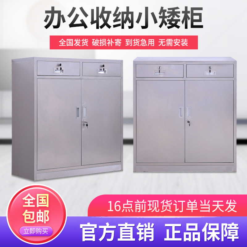 Thickened stainless steel two bucket lower section file cabinet tool cabinet boutique locker medical cabinet drawer low cabinet bedside table