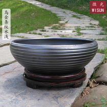 Jingdezhen ceramic tank water shallow washed Lotus pot desktop ornaments living room Narcissus pot copper grass pot pot fleshy flower pot