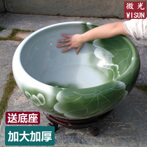 Jingdezhen ceramic fish tank enlarged goldfish tank big turtle tank water bowl lotus flower pot living room water lily lotus pot