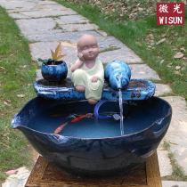 Jingdezhen ceramic fish tank fountain flowing water ornaments facade humidification decoration oxygenated water circulation water lily fish tank turtle tank