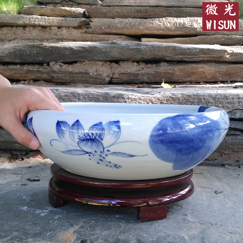 Jingdezhen Qingdeg Ceramic Pen Washing Washington Fairy Basin Shallow Goldfish Bowl Lotus Basin Desktop