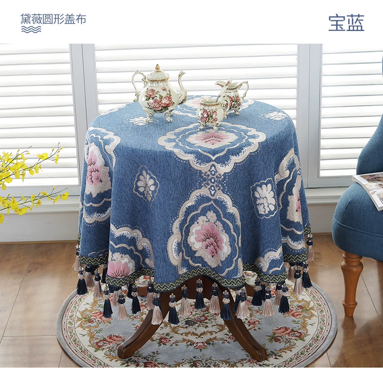 Bàn cà phê châu Âu khăn trải bàn nhà tròn nhà ăn khăn trải bàn khăn trải bàn tròn bàn lớn treo gai nhọn khăn