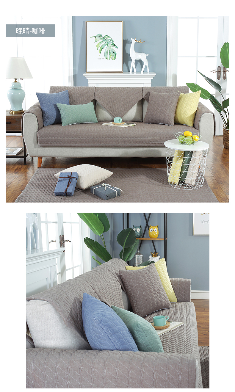 Bốn mùa vải cotton đệm Bắc Âu đệm da chống trượt phòng khách hiện đại kết hợp bao gồm tất cả bao gồm sofa - Ghế đệm / đệm Sofa nệm để ghế gỗ