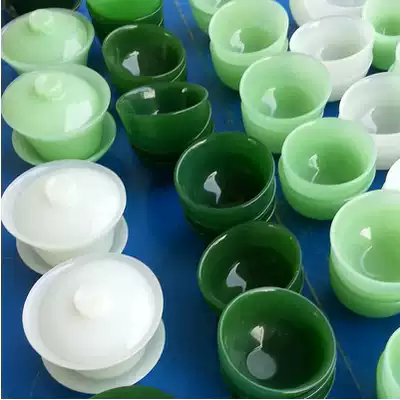 Jade bowl Tea set White jade jade ornaments Jade bowl Tea bowl Wine glass Kung Fu tea cup Afghan white jade bowl Light dark color