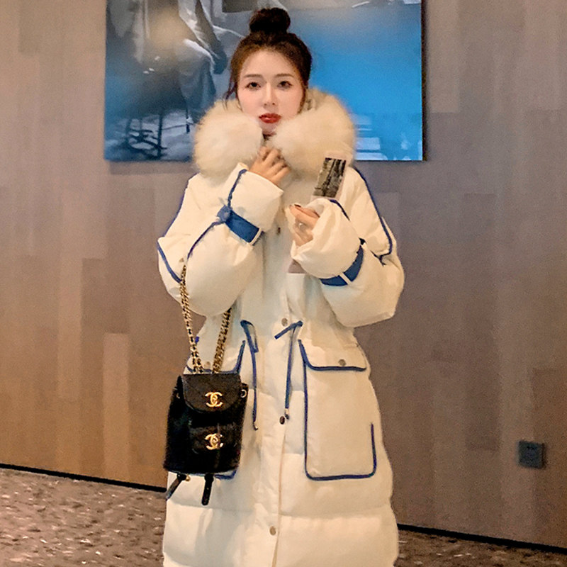 2022 new popular down jacket women's winter long version over the knees waist Korean version loose thickened padded jacket winter coat