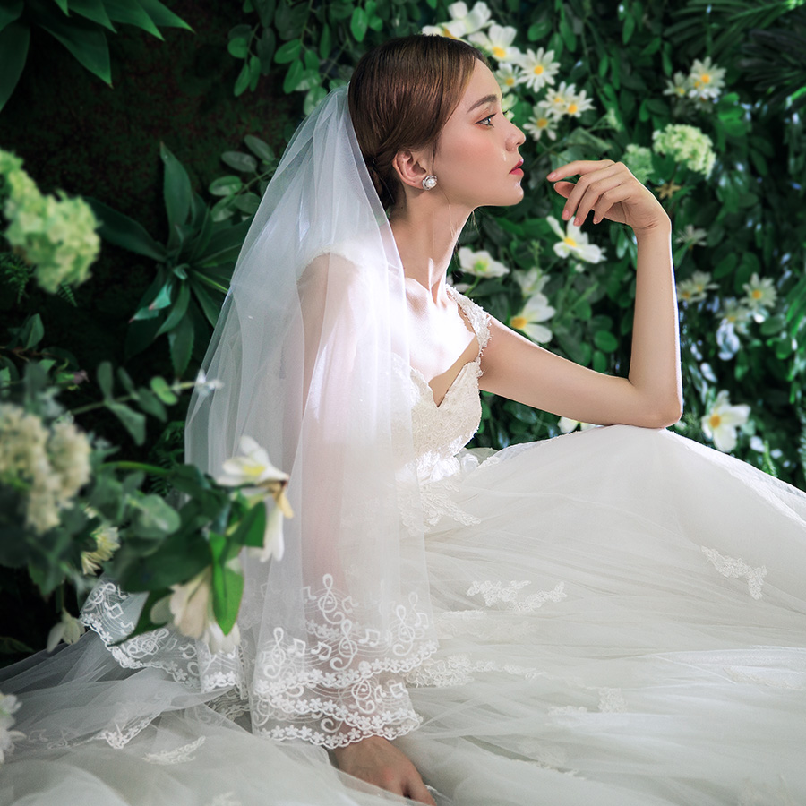 Bridal veil photo props Wedding veil headdress Super Xian Sen department shaking sound Korean wedding ceremony veil short section