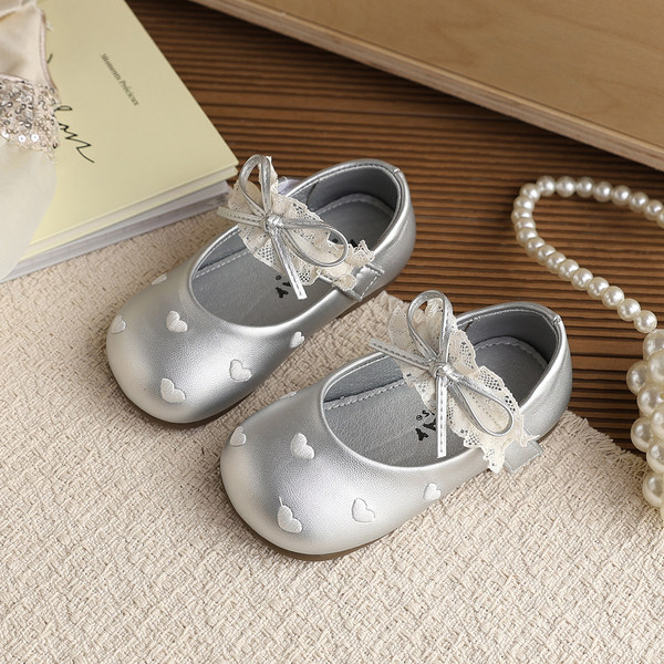 Genuine Leather Girls' Silver Leather Shoes Mary Jane Soft-Soled Stylish Princess Shoes 2026 Spring and Autumn Children's Shoes Baby Flats — 3